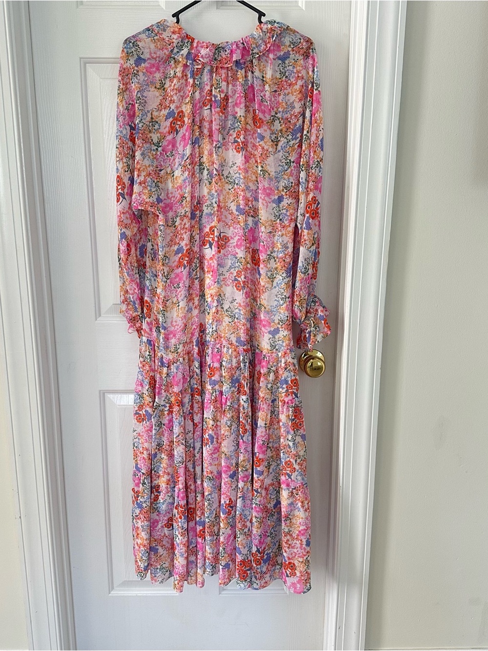 Buddy Love Floral Pink Tiered Long Sleeve Maxi Dress size small NWOT - Picture 2 of 6